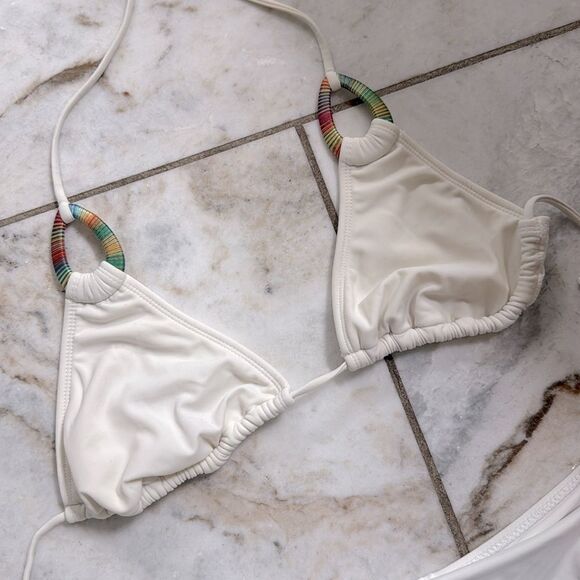 White Bikini Set with Colorful Accents - Picture 3 of 4